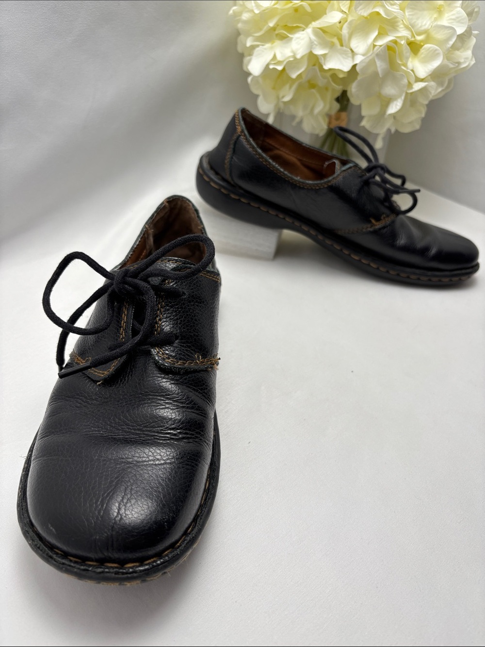 b.o.c.Black‎ Leather Lace-Up Womens 7 Derby Shoes #463